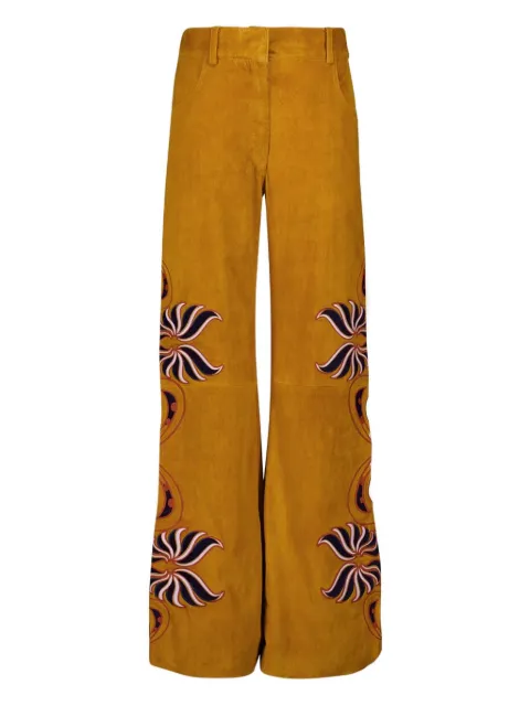 PAULA pantalones de gamuza bordados