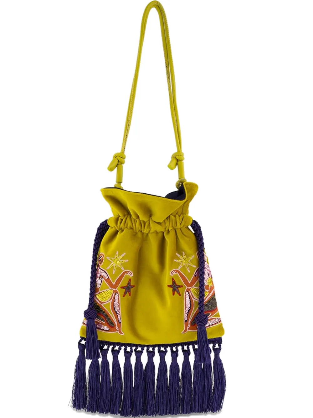 PAULA Fukuro embroidered tassel-detail tote bag