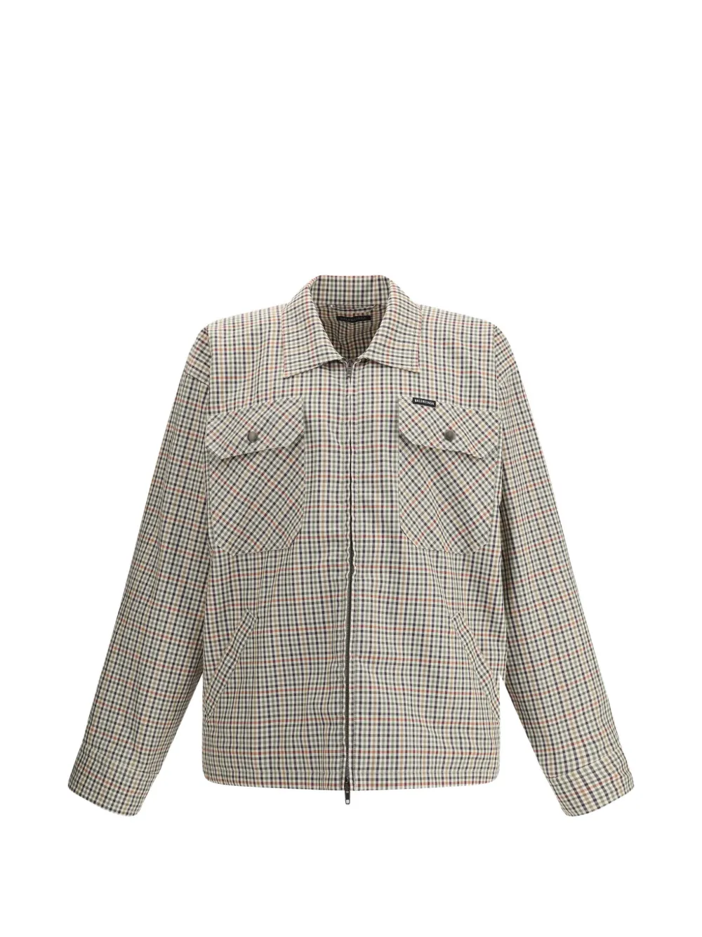 Balenciaga Giacca-camicia a quadri con zip - Verde