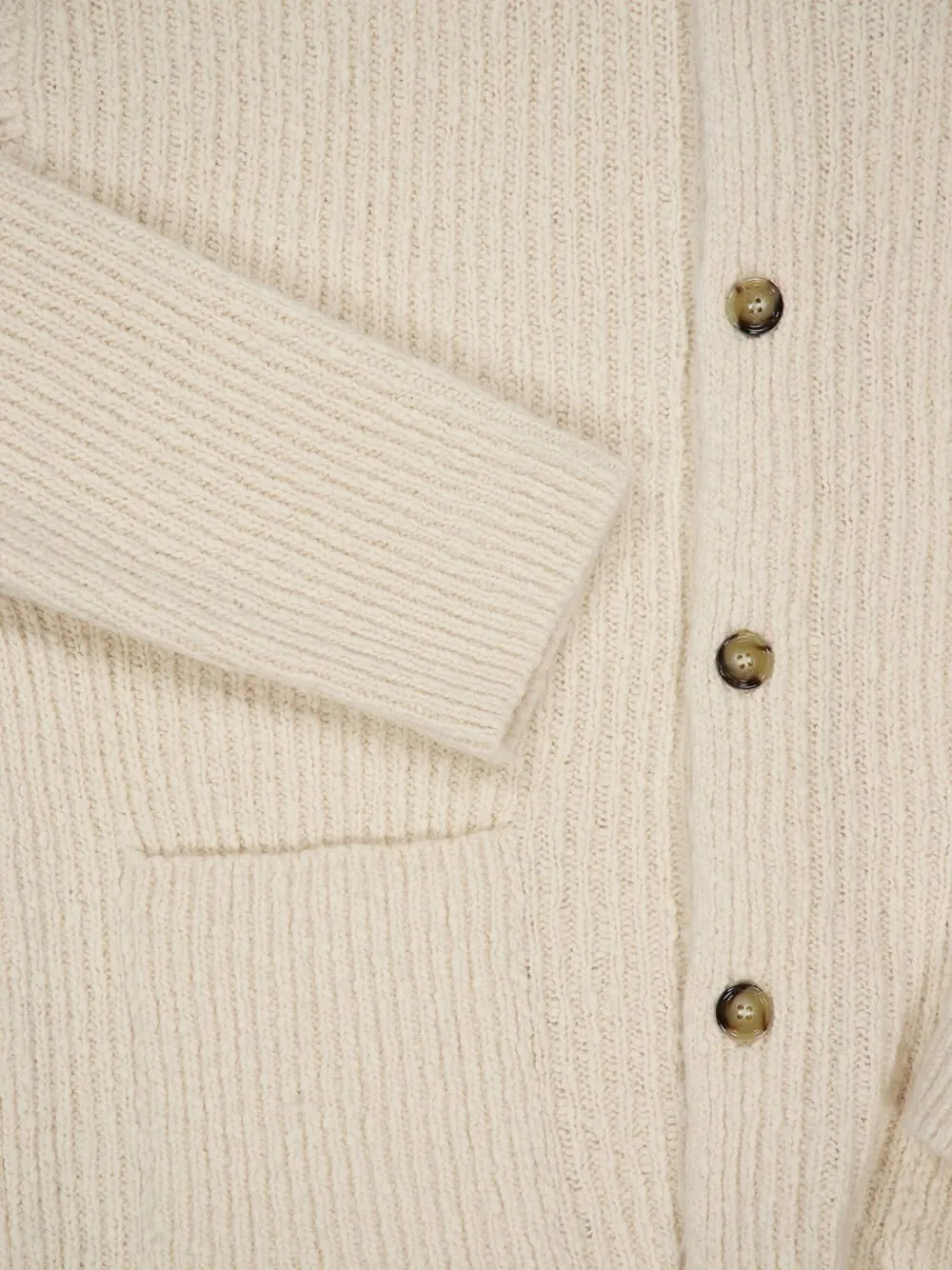 Ami Alexandre Mattiussi Ribbed Collar Cardigan In Neutral