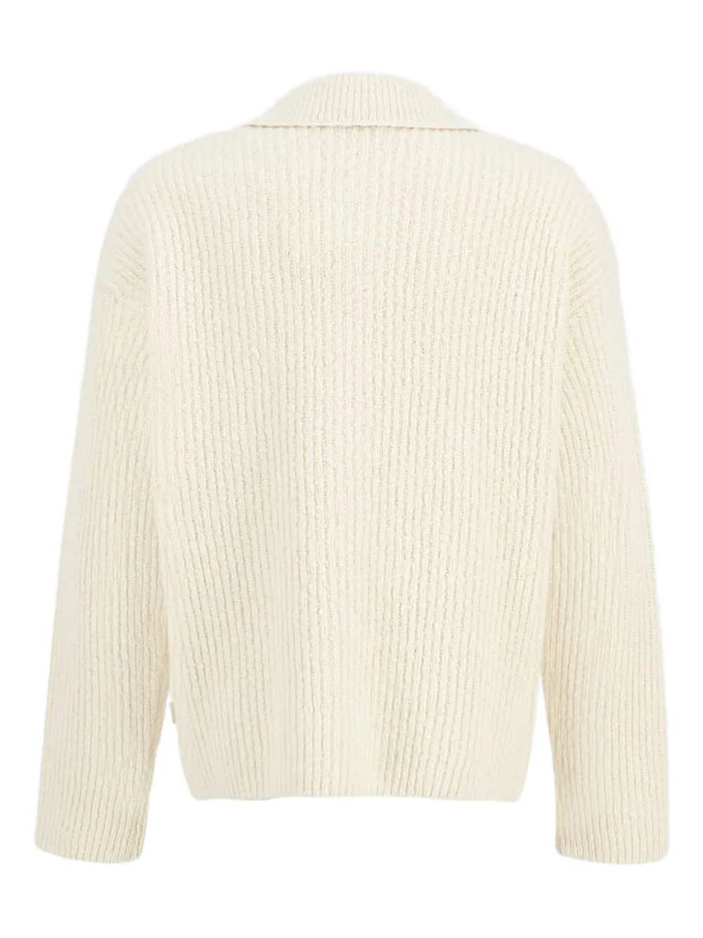 Ami Alexandre Mattiussi Ribbed Collar Cardigan In Neutral
