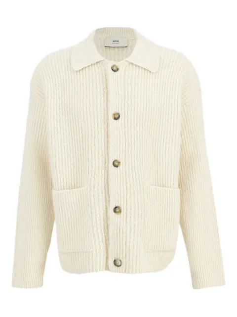 AMI Paris ribbed collar cardigan