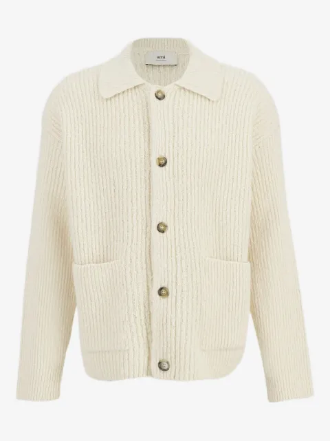 AMI Paris ribbed collar cardigan