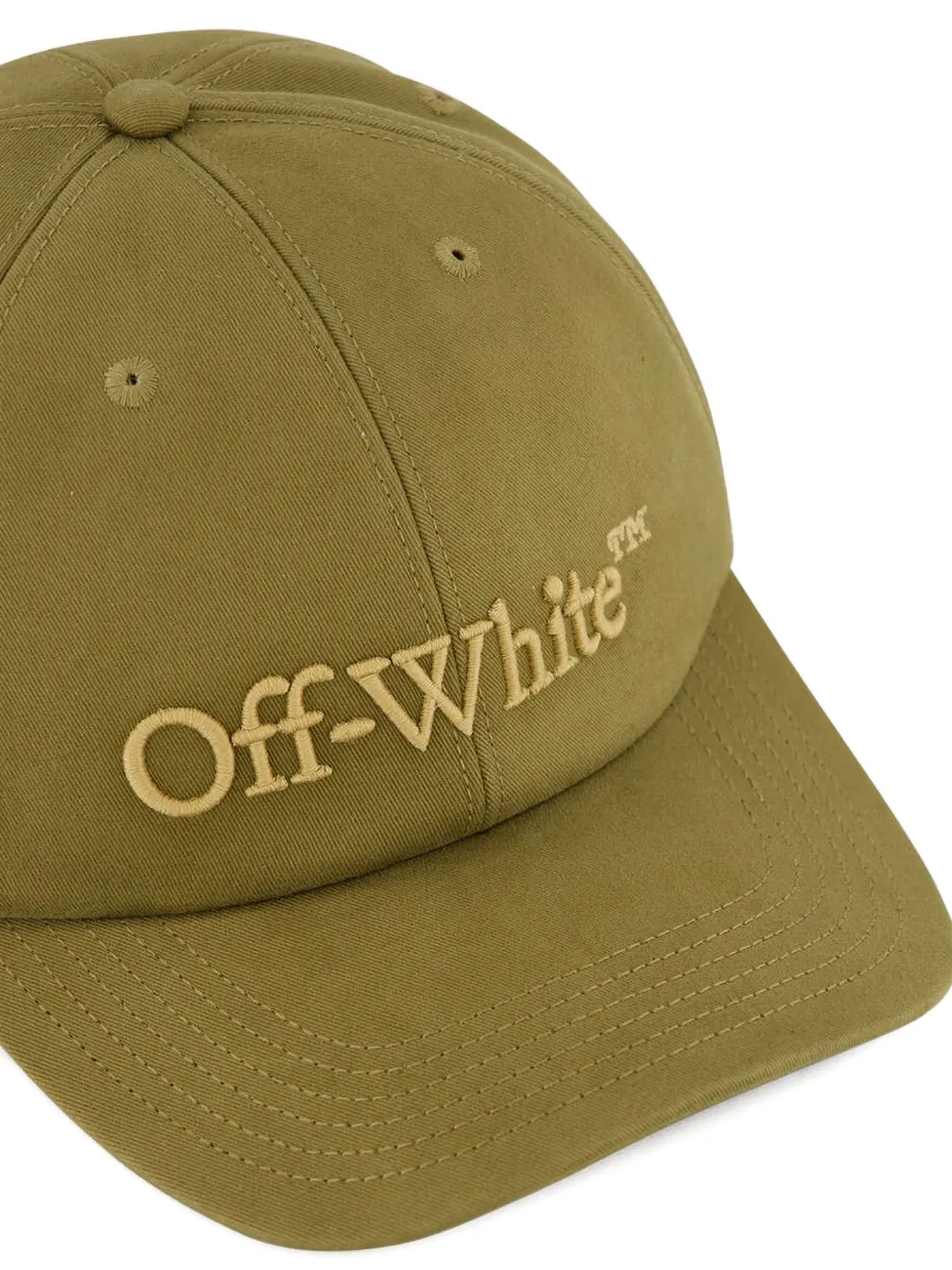 Off-white Embroidered Drill Baseball Cap In Green