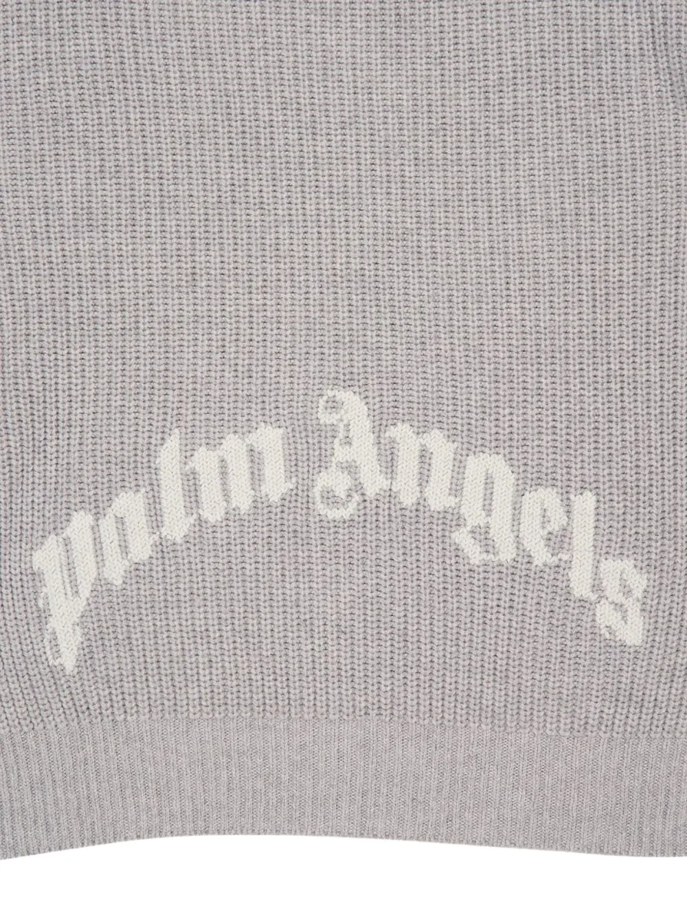 Palm Angels Ribgebreide hoodie met gewelfd logo Grijs