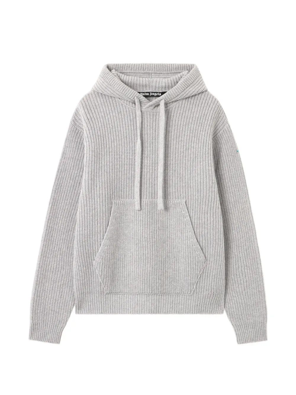 Palm Angels curved-logo ribbed-knit hoodie - Grey