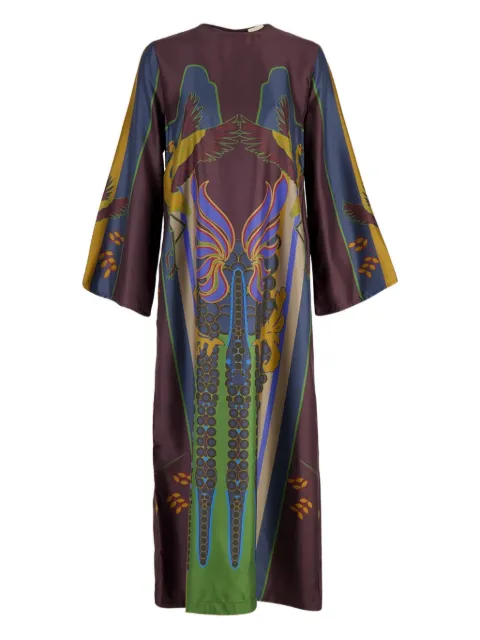PAULA crew-neck printed silk dress