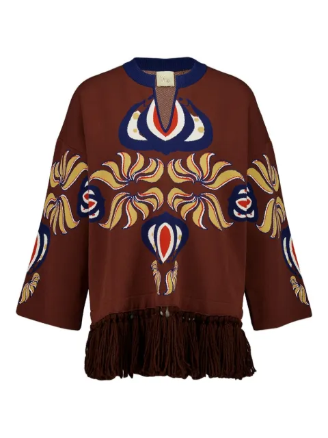 PAULA V-neck fringed sweater