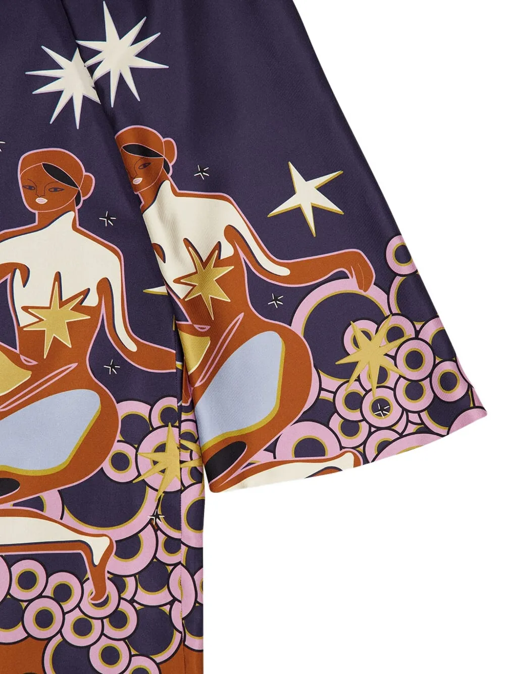 PAULA Zijden twill jurk met print Bruin