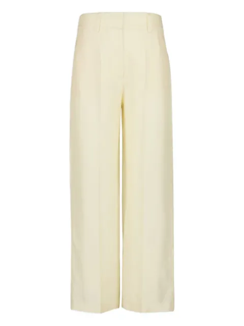 PAULA pantalones de seda con paneles de sarga