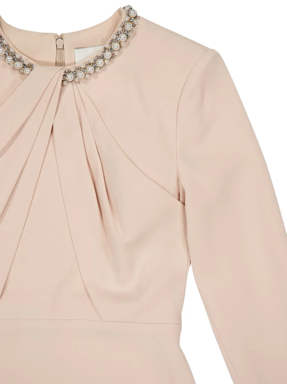 Roland Mouret Pearl-embellished Draped Dress In Neutral