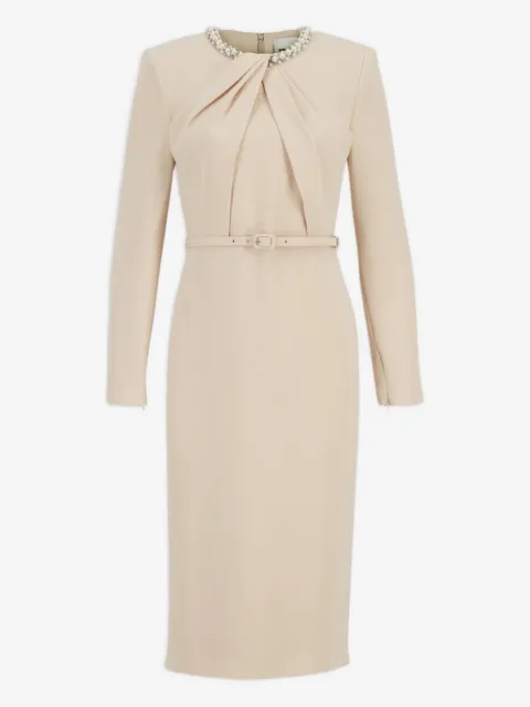 Roland Mouret pearl-embellished draped dress