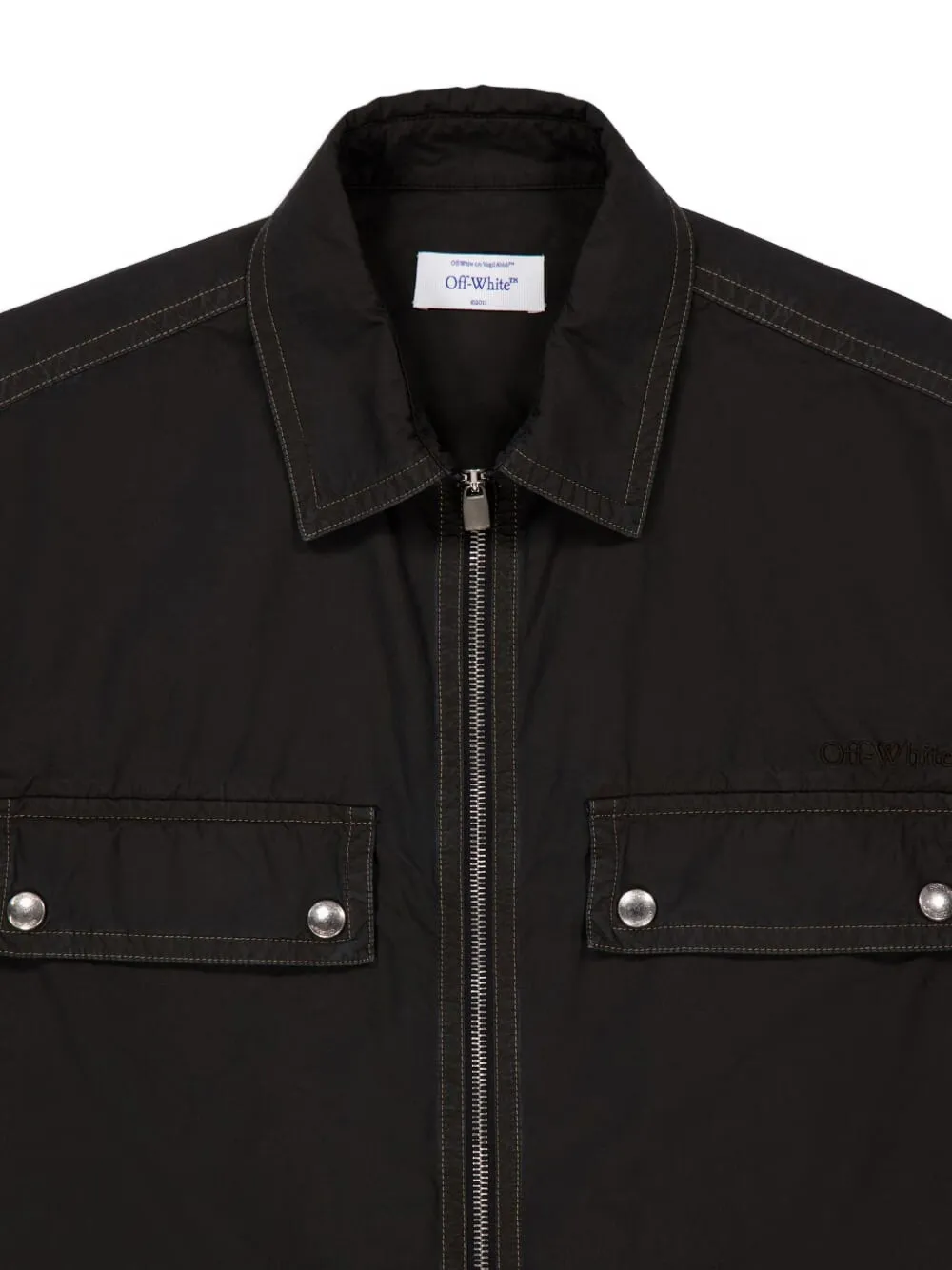 Off-White Overhemd met ritssluiting en logo Zwart