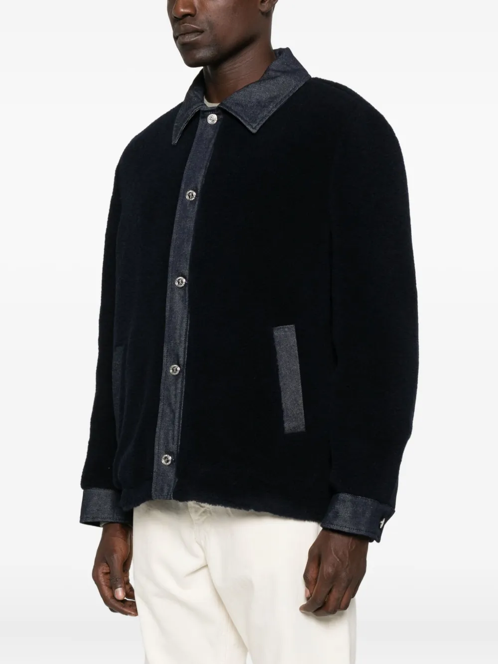A.P.C. Will fleece jack met denim vlak Blauw