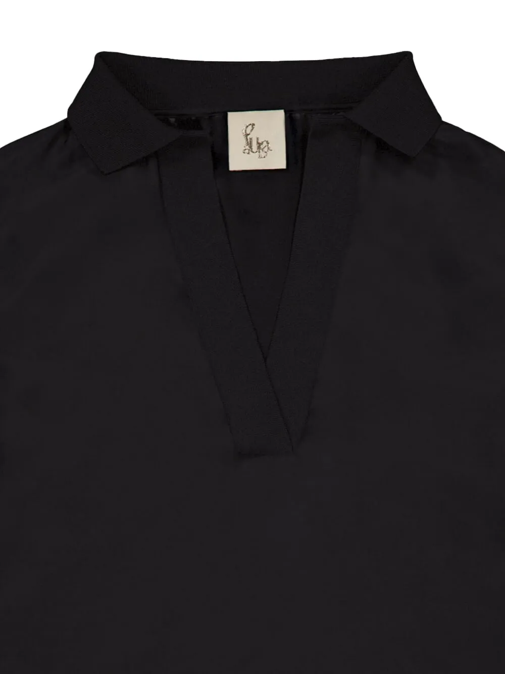 Paula V-neck Long-sleeve Top In Black