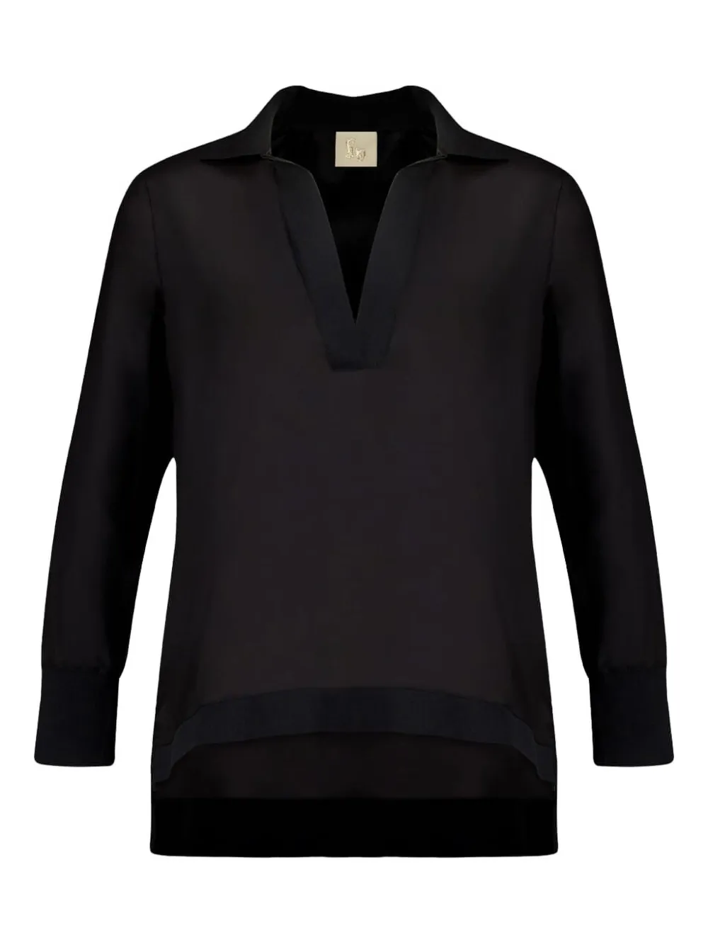 Paula V-neck Long-sleeve Top In Black