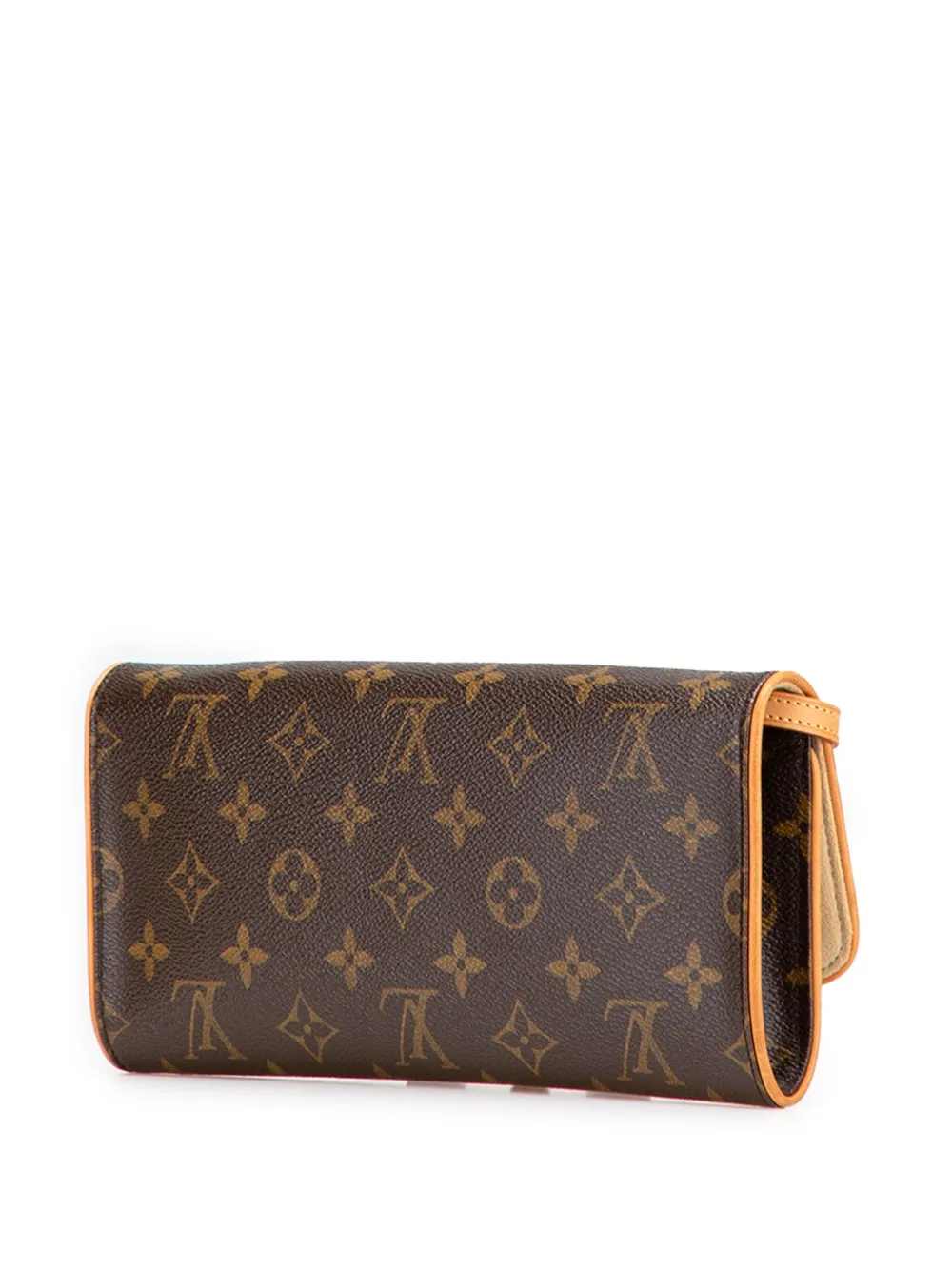 Pre-owned Louis Vuitton 2004 Monogram Pochette Twin Gm Crossbody Bag In Brown