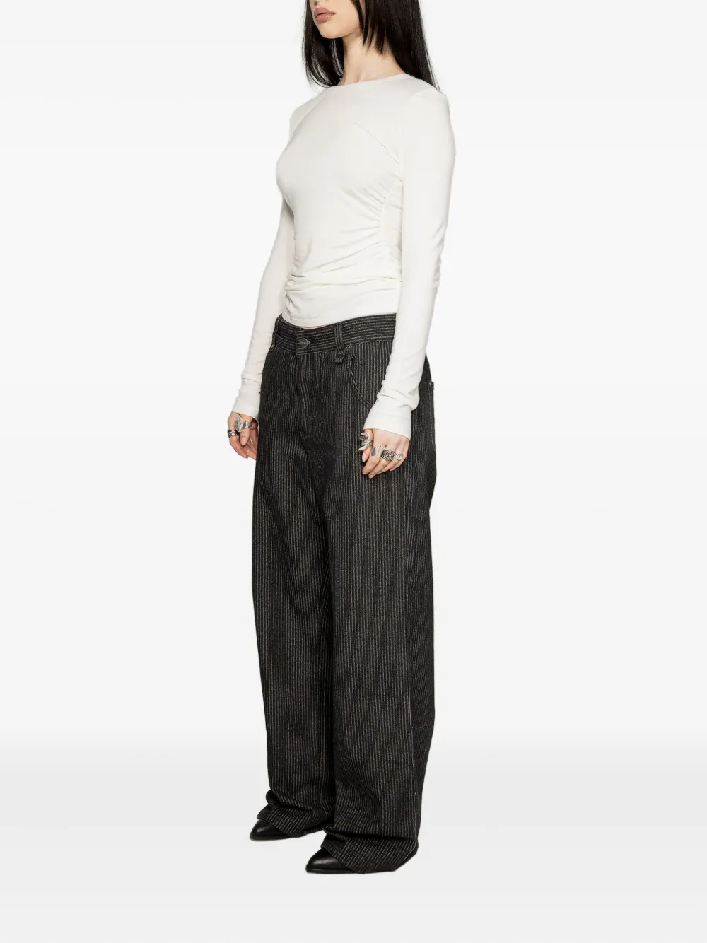  Protémoa Pinstripe Wide-leg Jeans - Black 