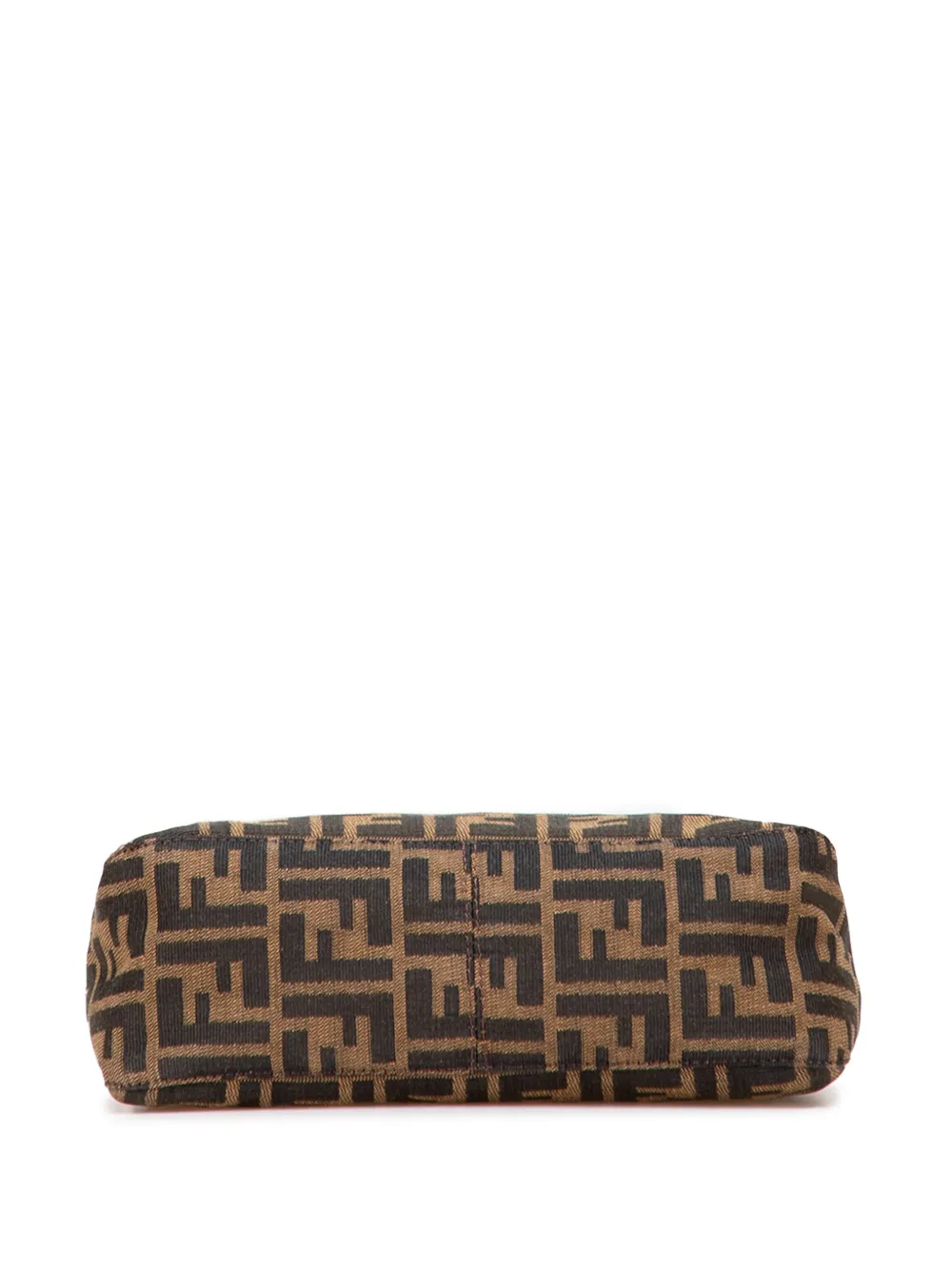 Pre-owned Fendi 2000-2010 Zucca Canvas Double Flap Shoulder Bag In Brown