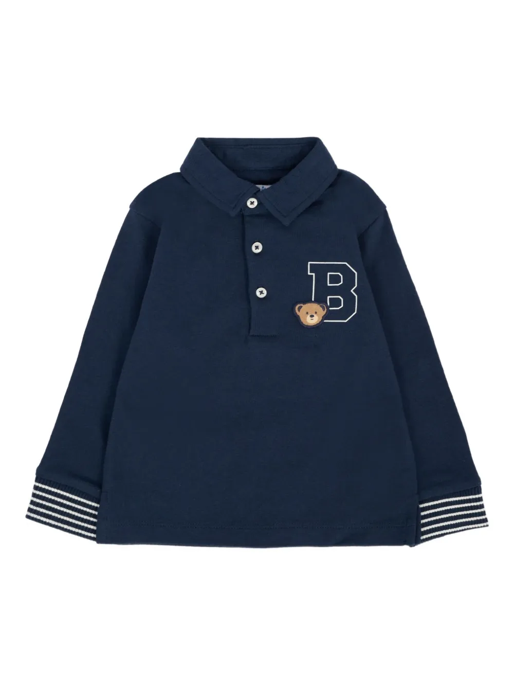 Mayoral bear-applique long-sleeve polo shirt Blauw