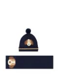 Mayoral dog-motif knitted hat set - Blue