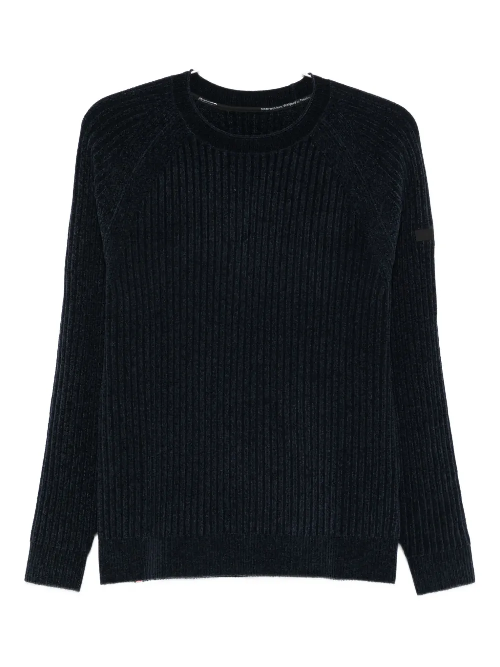Rrd Ribbed Knit Sweater With Classic Crew Neckline In Blue