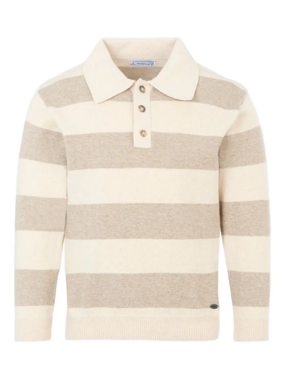Mayoral striped polo-neck sweater Beige