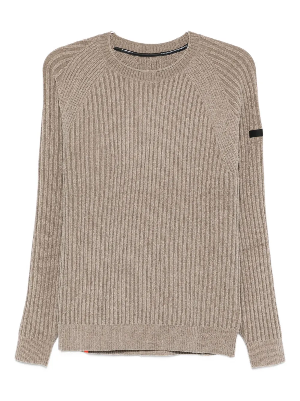 Rrd Ribbed Knit Brown Sweater With Crew Neckline In Neutral
