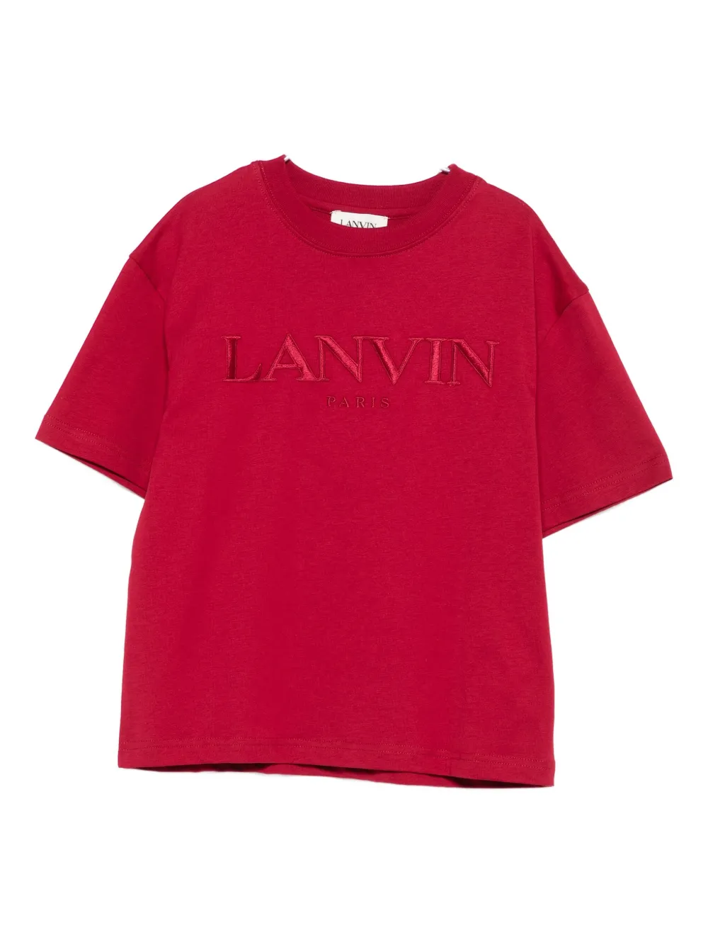 Lanvin Enfant Embroidered-logo T-shirt In Red