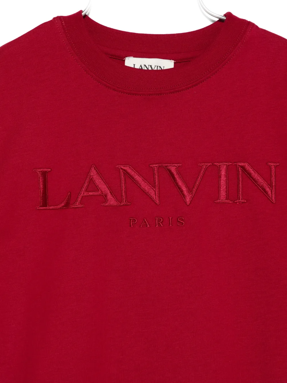 Lanvin Enfant Embroidered-logo T-shirt In Red
