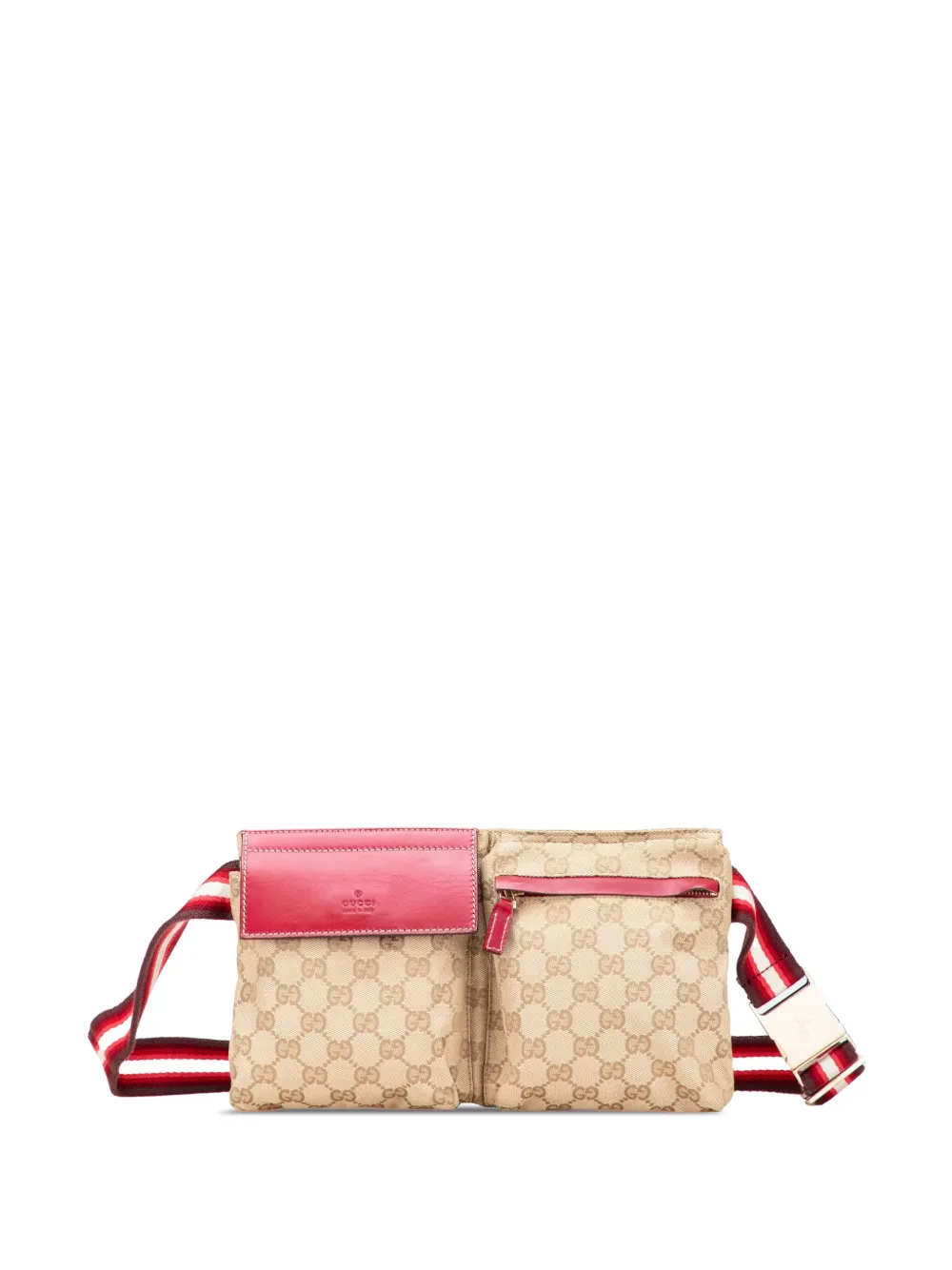 Gucci Pre-Owned 2000-2015 GG Canvas Web Double Pocket belt bag - ブラウン Gucci Pre-Owned 2000-2015 GG Canvas Web Double Pocket belt bag - ブラウン