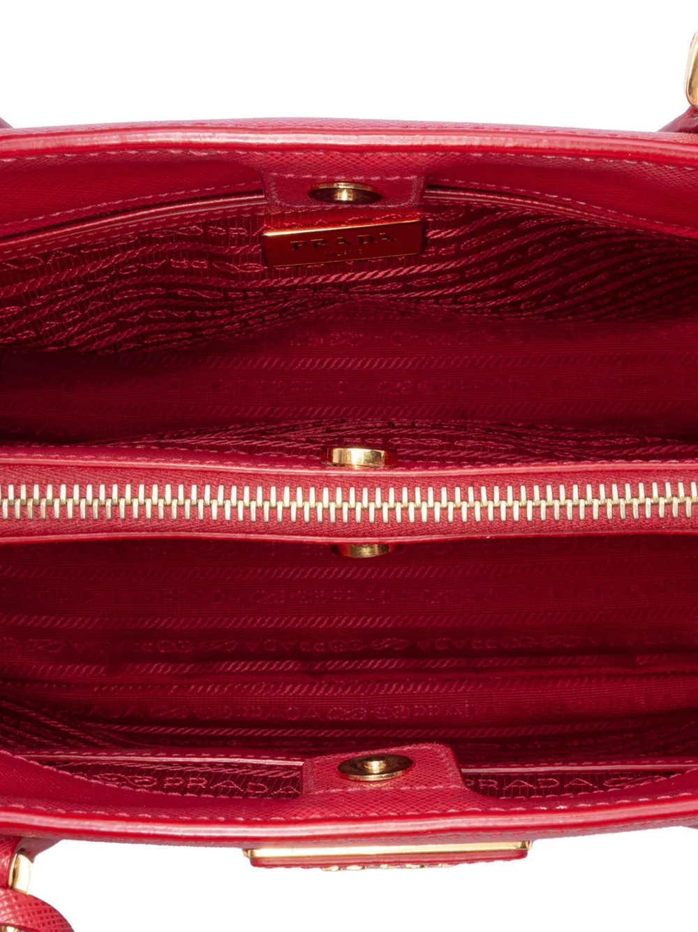 Pre-owned Prada 2013-2025 Medium Saffiano Lux Galleria Satchel In Red