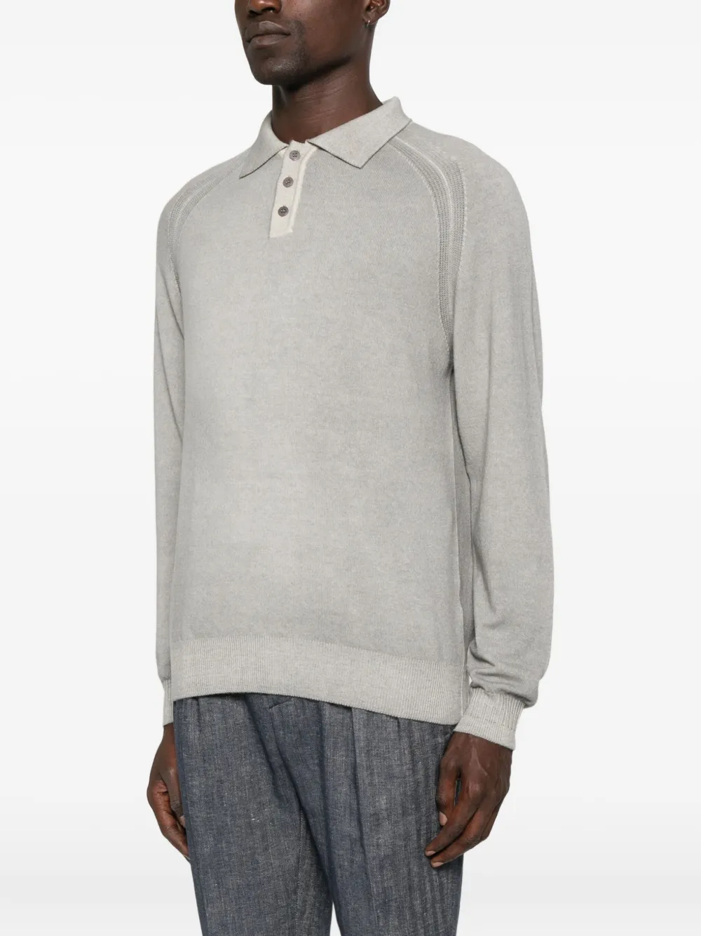 Daniele Fiesoli Ribbed-panel Polo Shirt In Gray