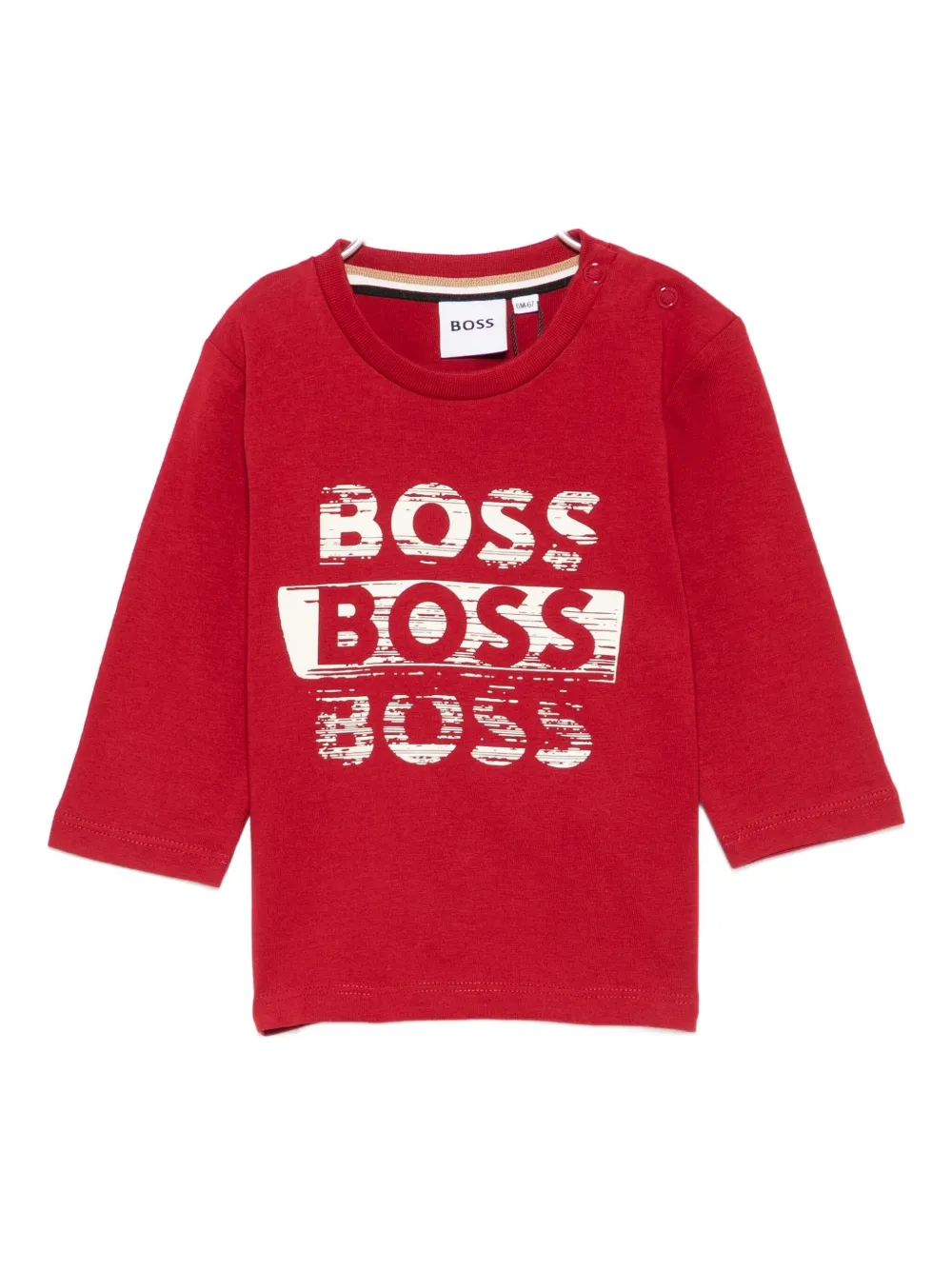 BOSS Top met logo en lange mouwen Rood