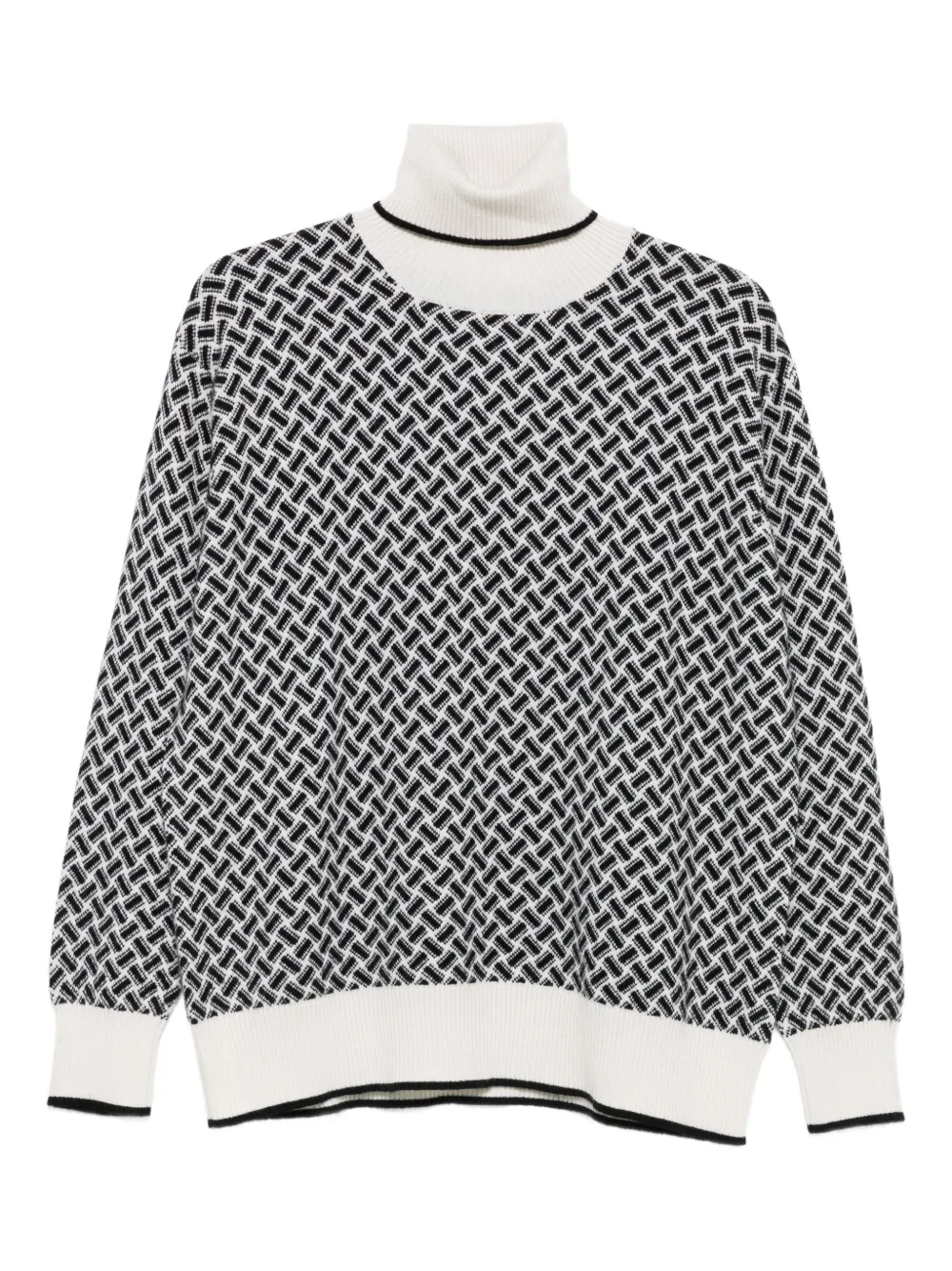 Drumohr geometric-pattern turtleneck sweater | White | Image 1