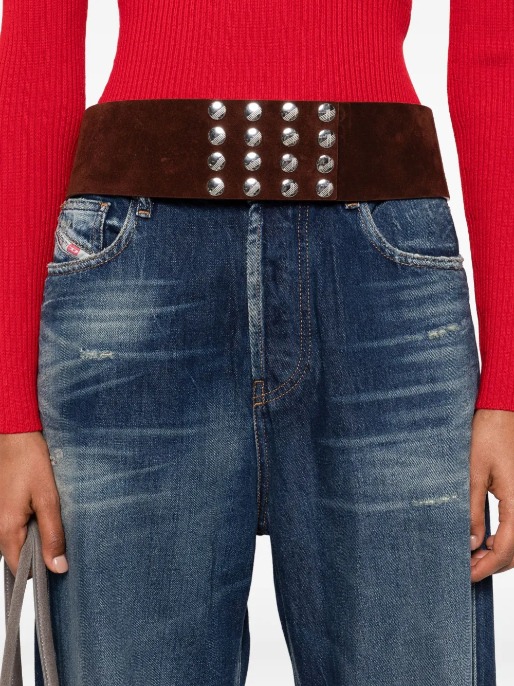 Diesel Jeans met franje en wijde pijpen Blauw