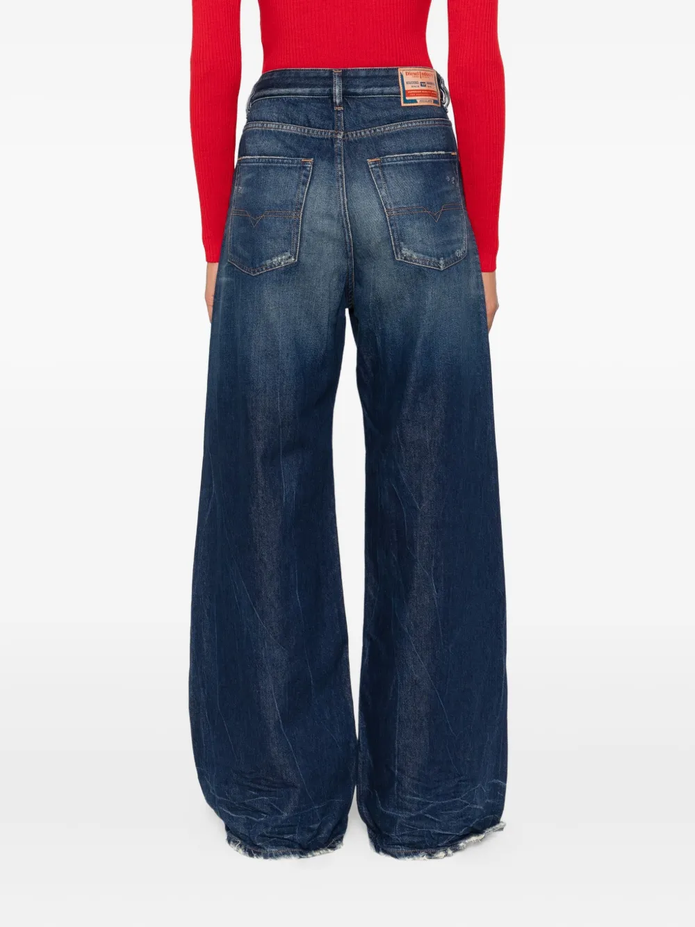 Diesel Jeans met franje en wijde pijpen Blauw