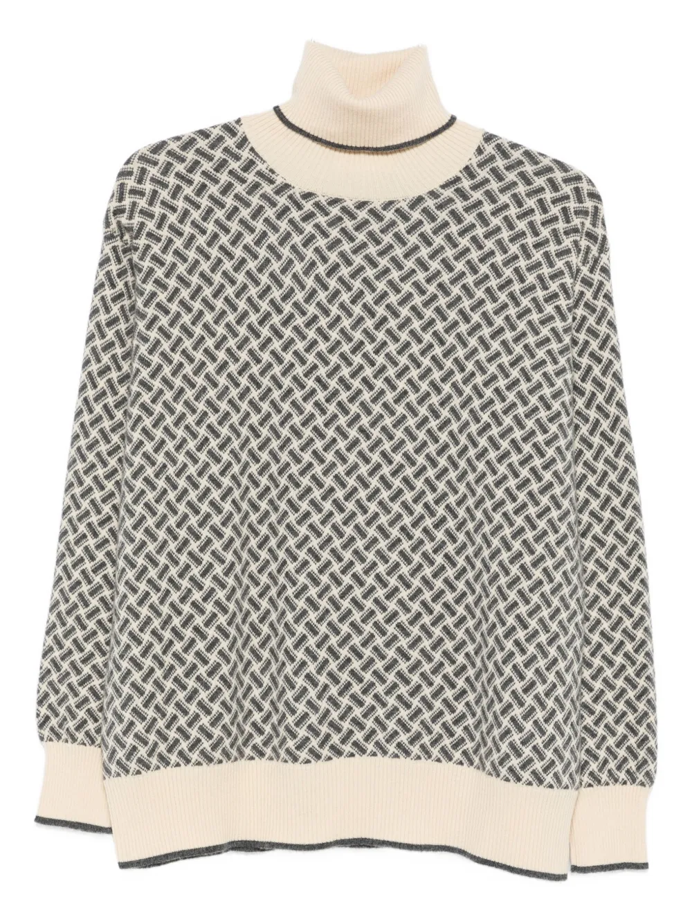 Drumohr geometric-pattern turtleneck sweater | Neutrals | Image 1