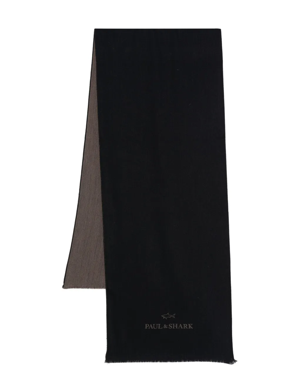 Paul & Shark Two-tone Wool Scarf In Black