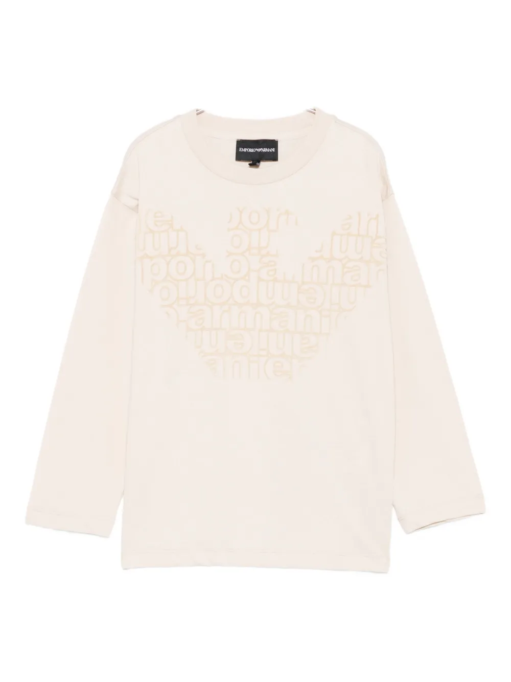 Emporio Ar i Kids Eagle-logo long-sleeve T-shirt Beige