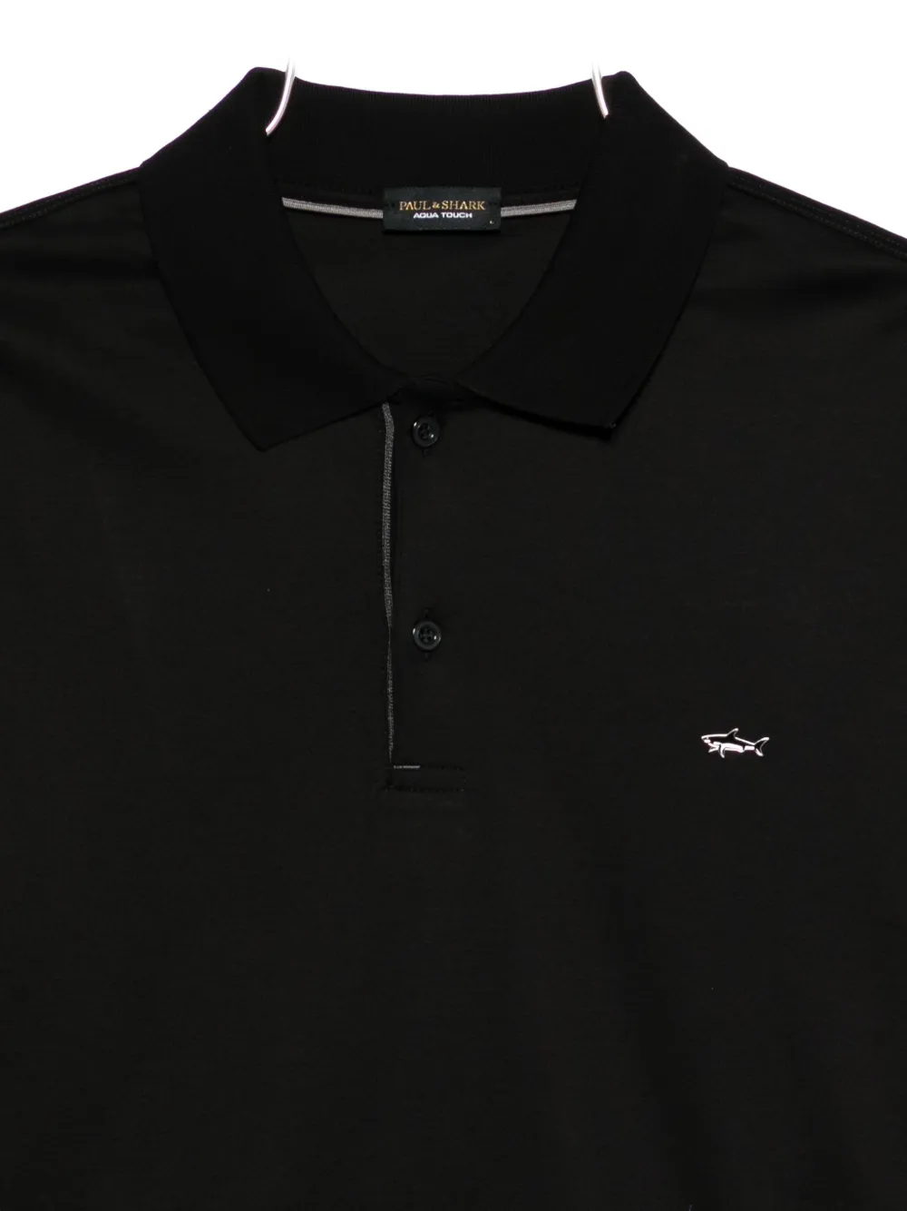 Paul & Shark Long-sleeve Embroidered Polo Shirt In Black