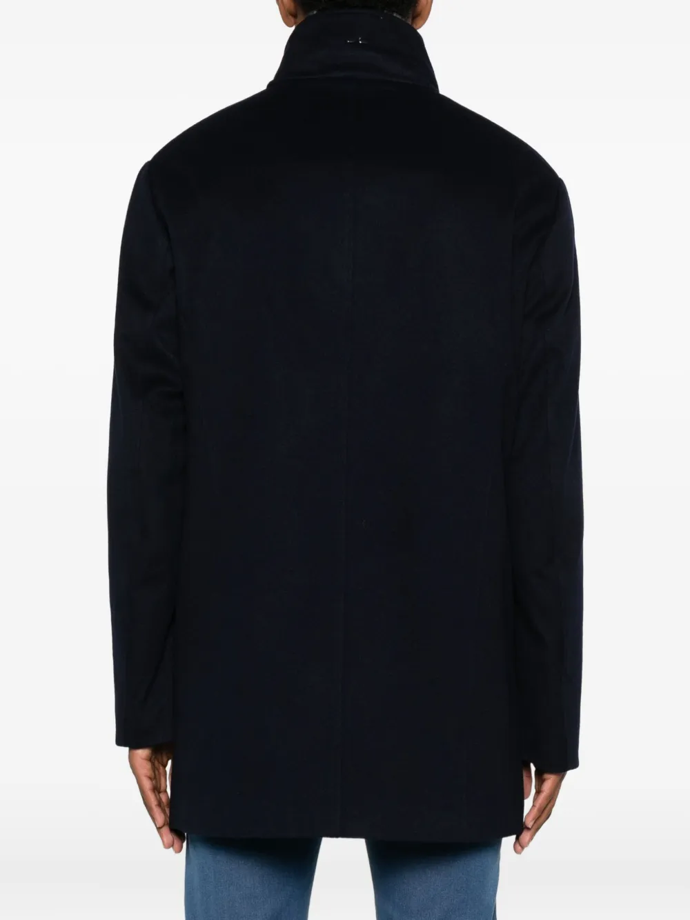 Paul & Shark Jas met hoge hals en afwerking van bont Blauw