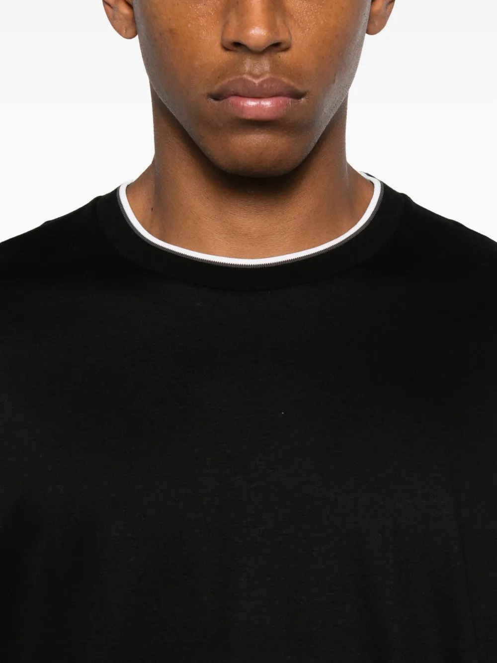 Paul & Shark Contrast-piping Short-sleeve T-shirt In Black