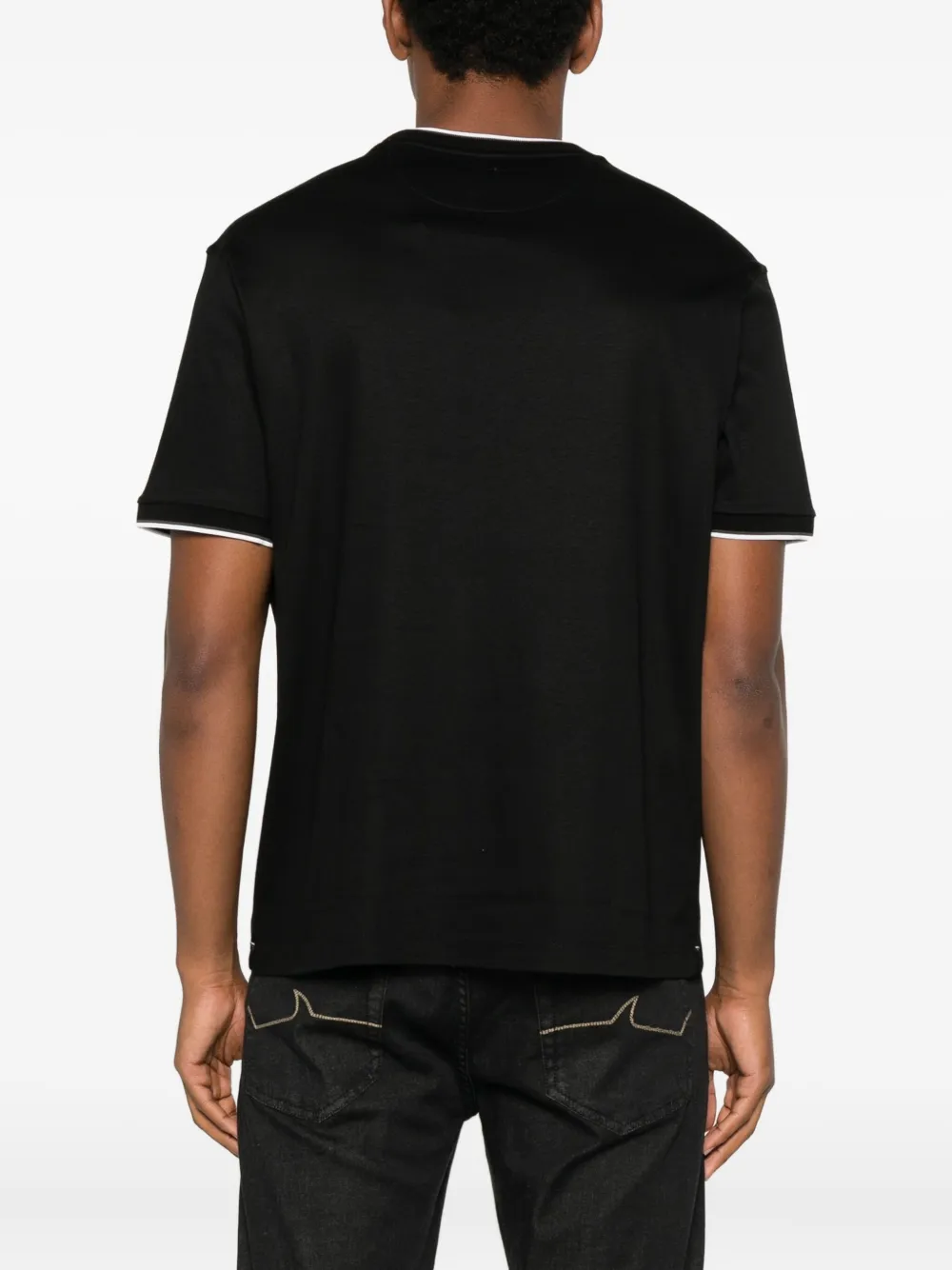 Paul & Shark Contrast-piping Short-sleeve T-shirt In Black