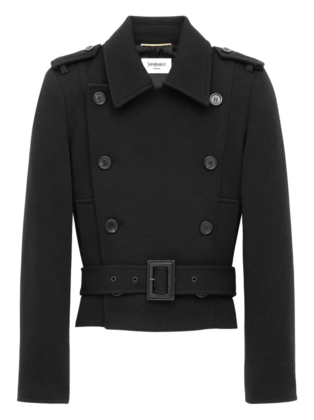 Saint Laurent Officer's jack met dubbele rij knopen Zwart