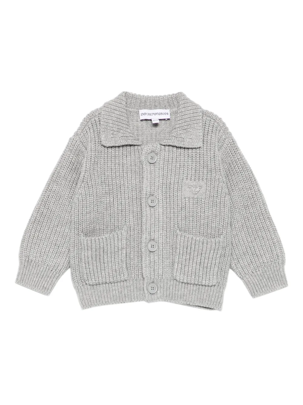 Emporio Ar i Kids Geribbeld vest met opgestikte zak Grijs