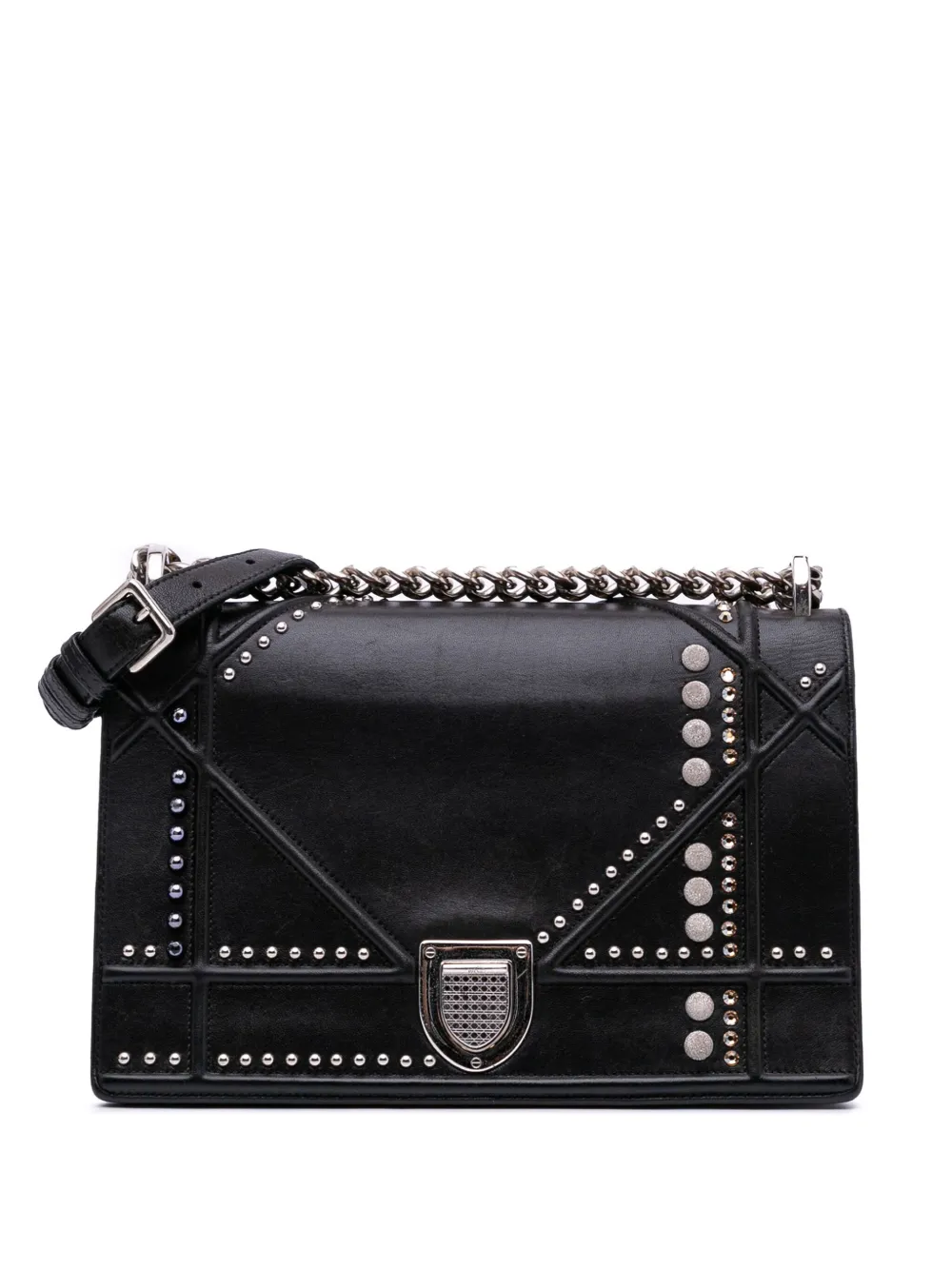 Christian Dior Pre-Owned 2015 Medium Studded Lambskin Diorama Flap crossbody bag | Black | Image 1