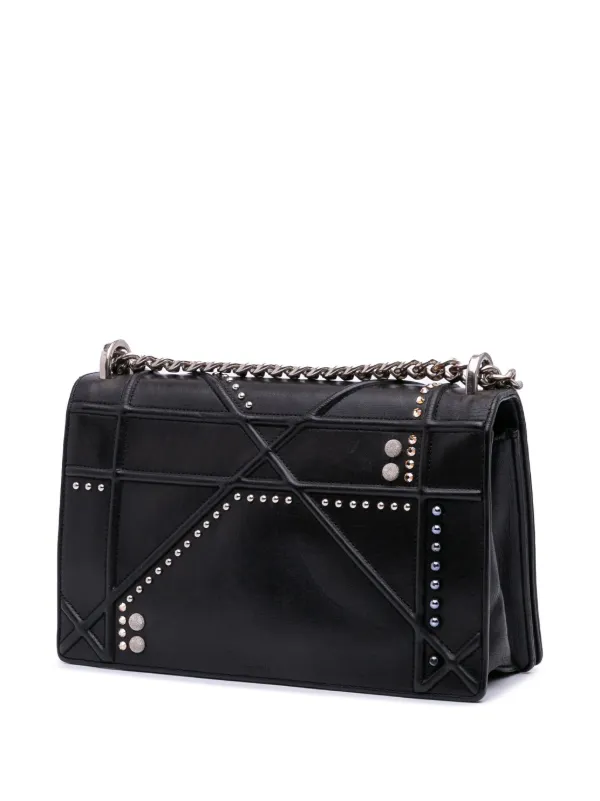 Christian Dior Pre-Owned 2015 Medium Studded Lambskin Diorama Flap  Crossbody Bag Black FARFETCH IE