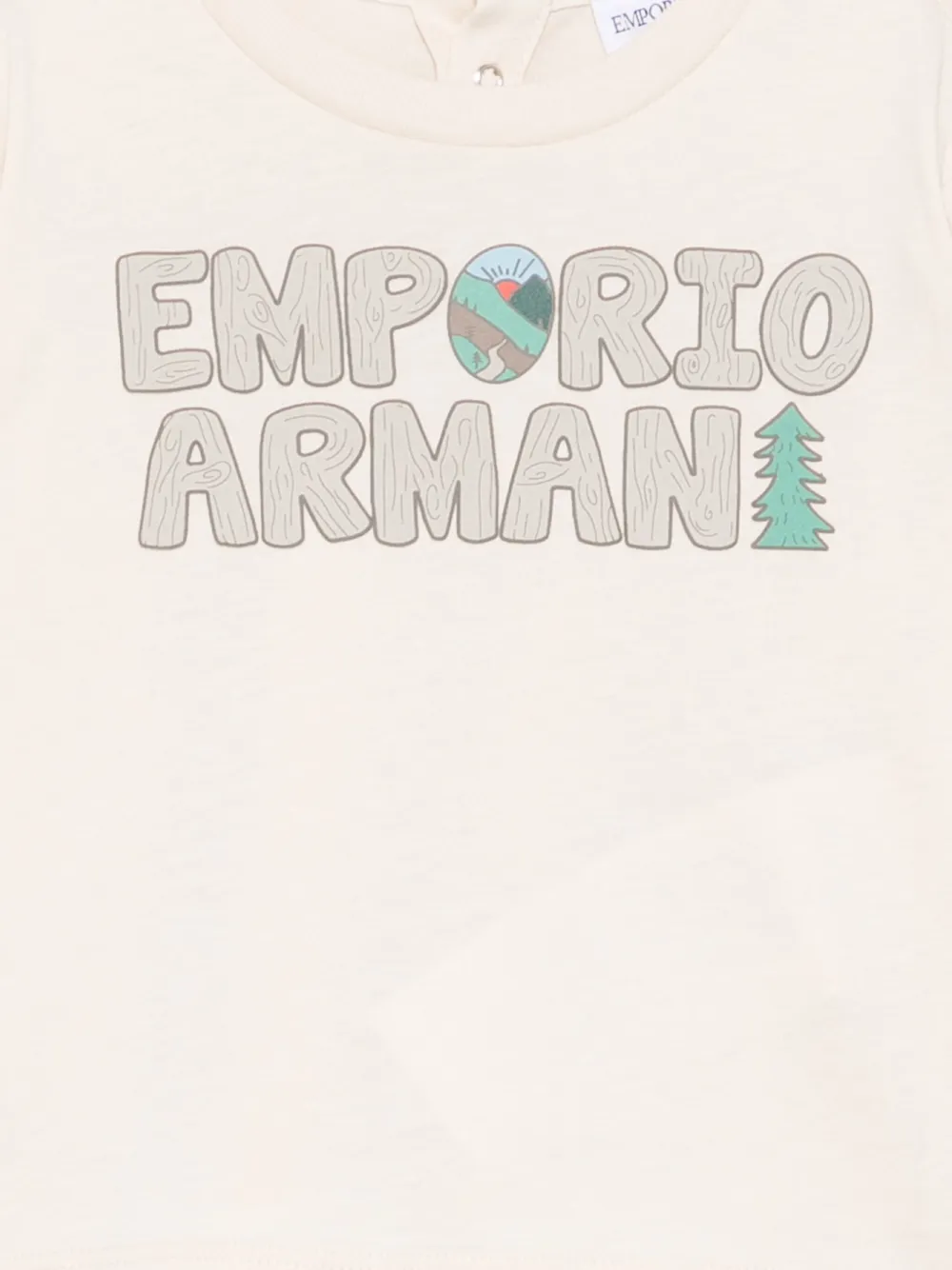 Emporio Armani Kids logo-print long-sleeve T-shirt Beige