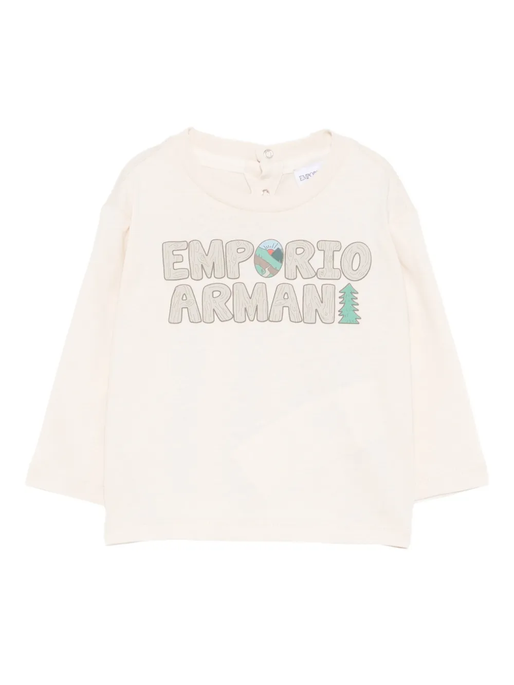 Emporio Ar i Kids logo-print long-sleeve T-shirt Beige